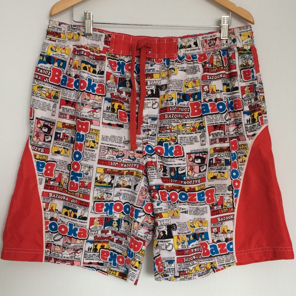 Bazooka Joe Bubble Gum Mens Swim Shorts Trunks Large Comic Strip Print 2011
